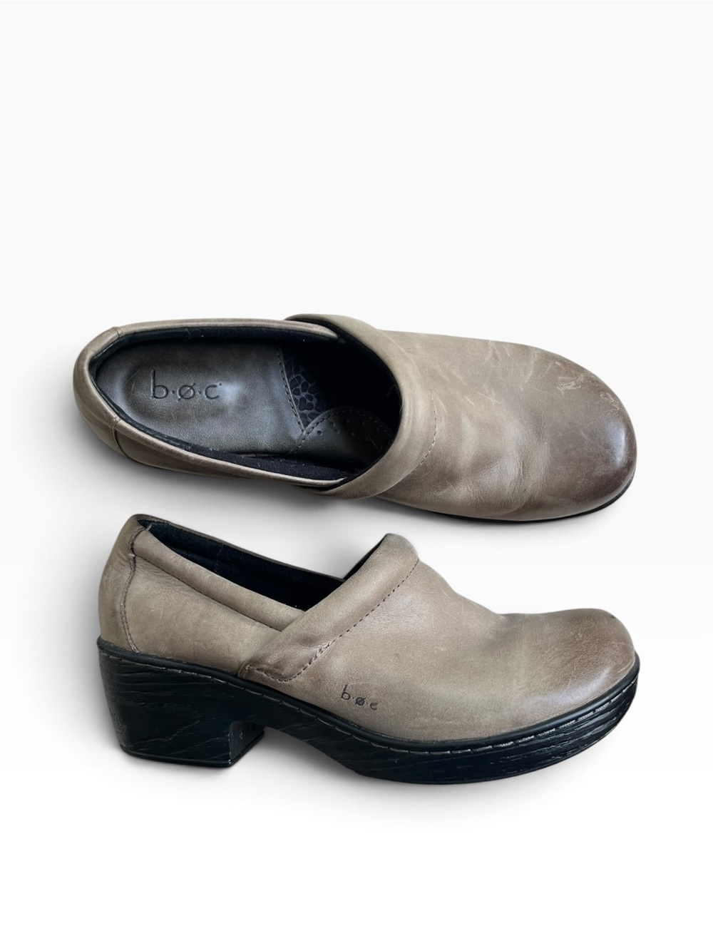 boc Taupe Slip-On Leather Clogs